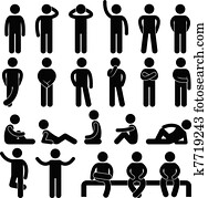 homem, básico, postura, pessoas, ícone, sinal