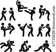 lutador, Muay, tailandês, boxe, caratê