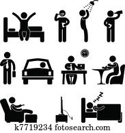 Man Daily Routine People Icon Sign
