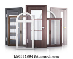 Windows and doors on white background Windows and doors on white background