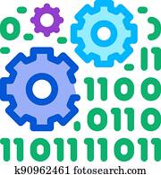 תכנות, ו, הסמלה, מעבד, של, תגמר, ללמוד, צבע, איקון, וקטור, דוגמה