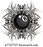 Billiards Eight Ball Tribal Graphic Billiards Eight Ball Tribal Graphic
