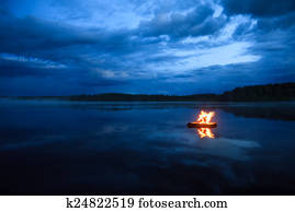 Campfire on the lake
