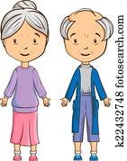 Cartoon senior couple Cartoon senior couple