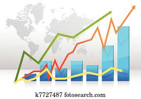 finanz, balkendiagramm, mit, pfeile