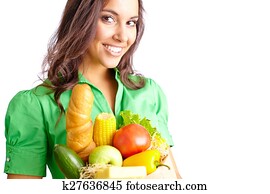 girl, depuis, supermarché