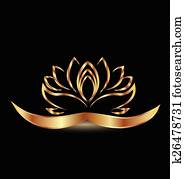 gold, lotusblüte, logo, vektor gold, lotusblüte, logo, vektor