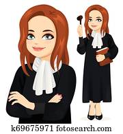 Judge Standing Holding Book And Gavel Judge Standing Holding Book And Gavel
