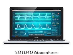 laptop, com, médico, cardiological, diagnóstico, software