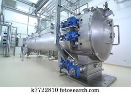 maquinaria, em, um, farmacêutico, producao, planta