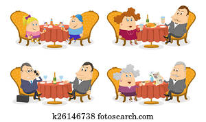 People at the Tables Set Isolated