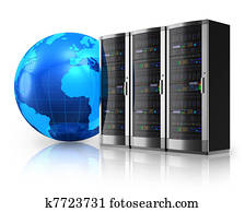 rede, servidores, e, globo terra
