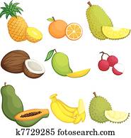 Tropical fruits icons Tropical fruits icons