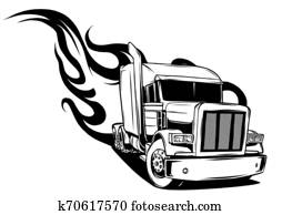 Vector Cartoon Semi Truck. vector illustration design Vector Cartoon Semi Truck. vector illustration design