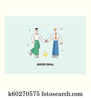 矢量, 人, 同事, 握手