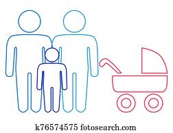 A schematic depiction of a family couple of gay men with children A schematic depiction of a family couple of gay men with children