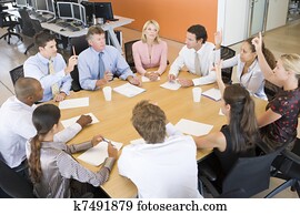 armazene comerciantes, em, um, reunião