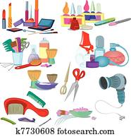 Beauty salon brushes, make up manicure icon set Beauty salon brushes, make up manicure icon set
