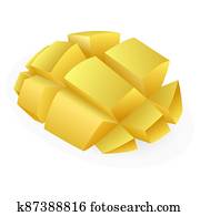 Cuted mango icon, cartoon style Cuted mango icon, cartoon style
