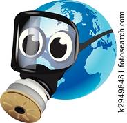 Earth with gas mask