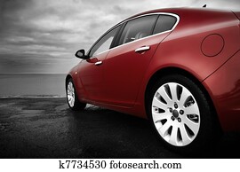 luxus, kirschen, rotes auto