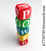 macht, 3d, kleurrijke, buzzword