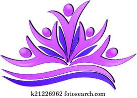 Pink flower teamwork people logo Pink flower teamwork people logo