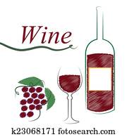 Wine Bottle Shows Alcoholic Drink And Cafe