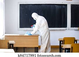 לנקות, ו, דזינפקציה, סוג של בית הספר, למנוע, covid-19.m