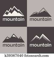 berg, flache, heiligenbilder, auf, grauer hintergrund berg, flache, heiligenbilder, auf, grauer hintergrund