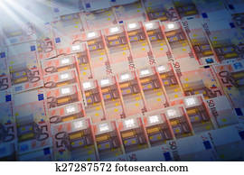 euro symbol, -, scheinwerfer, auf, euro