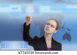 Future business solutions business woman operating interface Future business solutions business woman operating interface