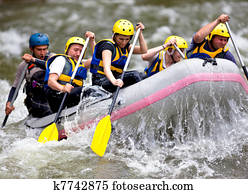 Group of people whitewater rafting Group of people whitewater rafting