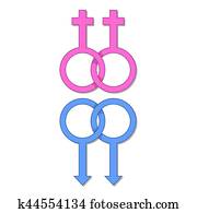 Lesbian and gay gender sign icon, cartoon style