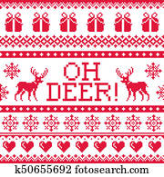 oh, venado, rojo, patrón, navidad, seamless, diseño, invierno, plano de fondo