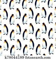 pattern of emperor penguins on white background pattern of emperor penguins on white background