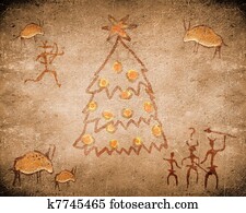 prehistoric cave painting with christmas tree prehistoric cave painting with christmas tree