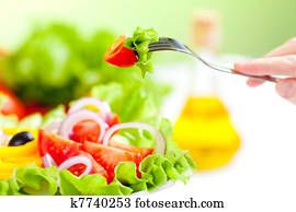 אוכל בריא, ירק טרי, סלט, ו, מזלג
