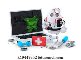 חובש, robot., מחשב נייד, תקן, concept.