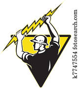 חשמלאי, הנע, לינאמאן, להחזיק, תאורה, בריח