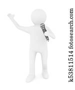 人, 講話, 由于, 話筒, 在懷特上, 背景。, 被隔离, 3d, 插圖