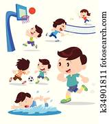 boy play sport many action boy play sport many action