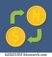 Currency exchange. Dollar and Naira.