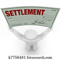 Man Holding Big Settlement Check Agreement Money Man Holding Big Settlement Check Agreement Money