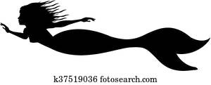 Mermaid black stencil Mermaid black stencil