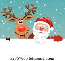 papai noel, e, rudolph, veado