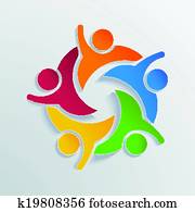 trabajo en equipo, hola, 5, en, 3d, color, paper.