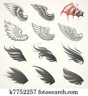 Vector set of wings Vector set of wings