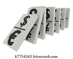 World crisis domino effect, dolar