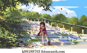 אישה, ב, a, יום של קיץ